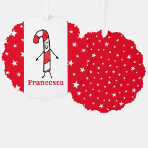 Personalised Candy Cane Christmas Ornament Card