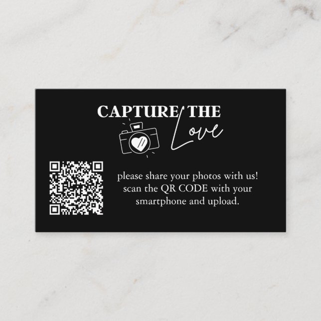Personalised Capture The Love Wedding Qr Code Enclosure Card (Front)