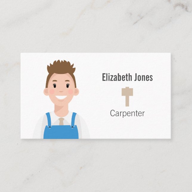 Personalised Carpenter Avatar Business Card (Front)