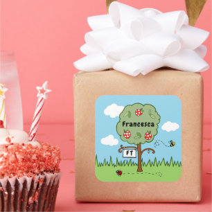 Personalised Celebration Tree Kid's  Square Sticker