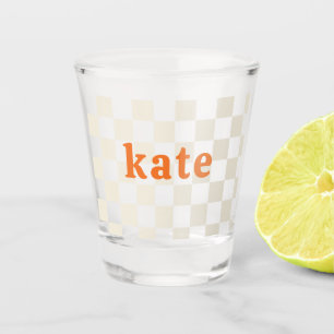 Personalised chequerboard party birthday gift shot glass