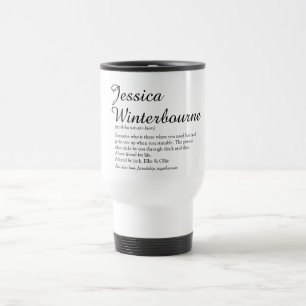 Personalised Chic Script Name Definition Fun Travel Mug