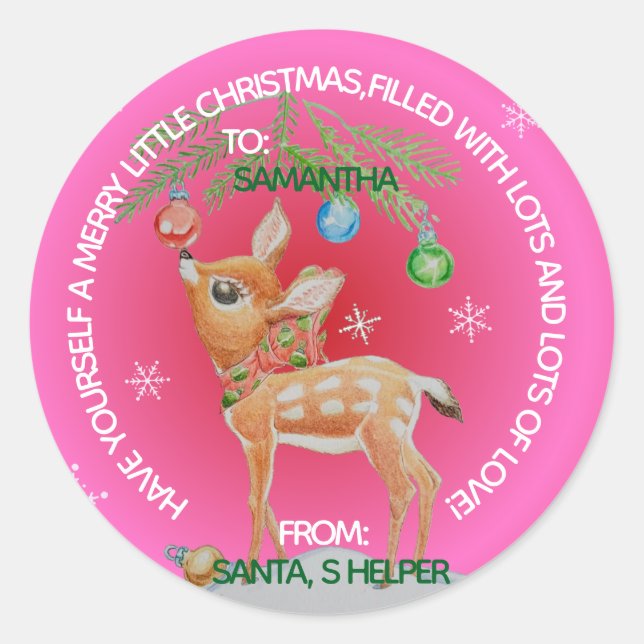 PERSONALISED CHILDRENS CHRISTMAS STICKER (Front)