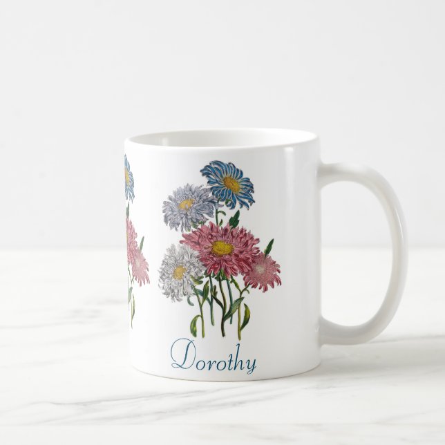 Personalised China Asters Coffee Mug (Right)