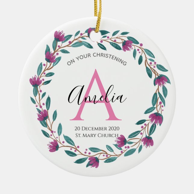 Personalised Christen Godparents Baptism godchild  Ceramic Ornament (Front)