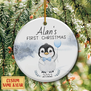 Personalised Christmas baby Ceramic Ornament