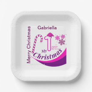 Personalised Christmas Baby "My 1st Christmas" Paper Plate