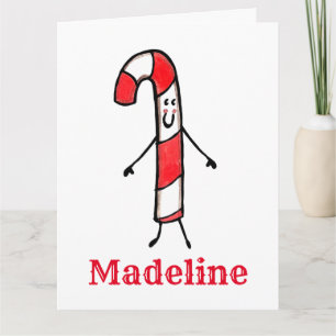 Personalised Christmas Candy Cane Card