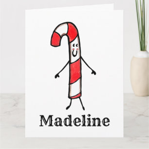 Personalised Christmas Candy Cane Card