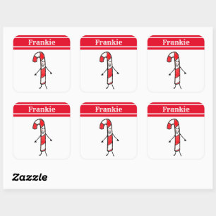 Personalised Christmas Candy Cane Square Sticker