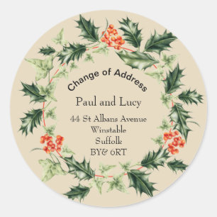 Personalised Christmas Change of Address Classic Round Sticker