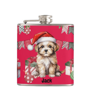 Personalised christmas gift for dog lover hip flask