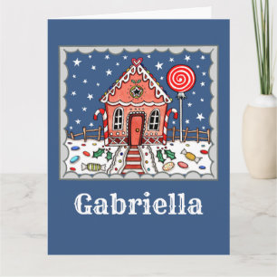 Personalised Christmas Gingerbread House  Card