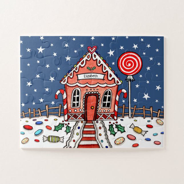 Personalised Christmas Gingerbread House Jigsaw Puzzle (Horizontal)