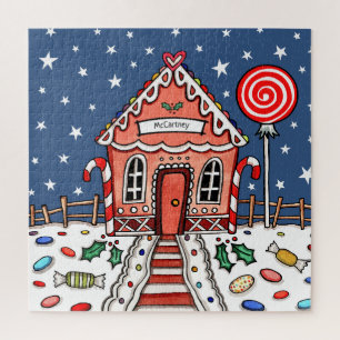 Personalised Christmas Gingerbread House Jigsaw Puzzle