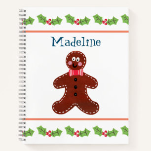 Personalised Christmas Gingerbread Man Notebook