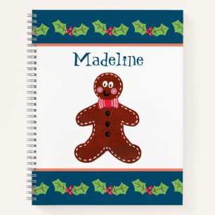 Personalised Christmas Gingerbread Man Notebook