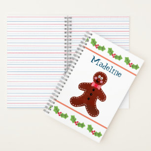 Personalised Christmas Gingerbread Man Notebook