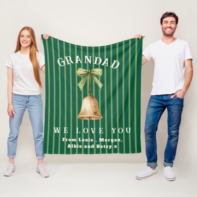 Personalised Christmas Grandad Fleece Blanket Gift (In Situ)