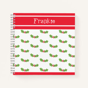 Personalised Christmas Holly & Berries Notebook