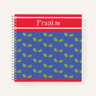 Personalised Christmas Holly & Berries Notebook