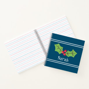 Personalised Christmas Holly & Berries Notebook