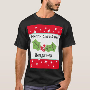 Personalised Christmas Holly & Berries T-Shirt