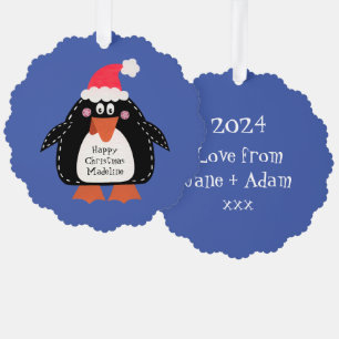 Personalised Christmas Penguin Ornament Card