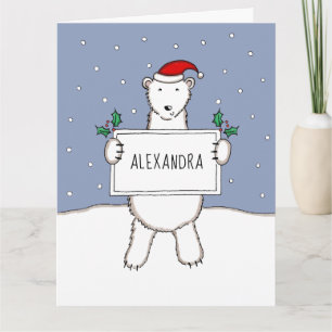 Personalised Christmas Polar Bear  Card