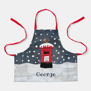 Personalised Christmas Post Box & Robin Apron