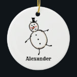Personalised Christmas Snowman Decoration<br><div class="desc">This personalised Christmas ceramic hanging decoration features a cute little snowman.</div>