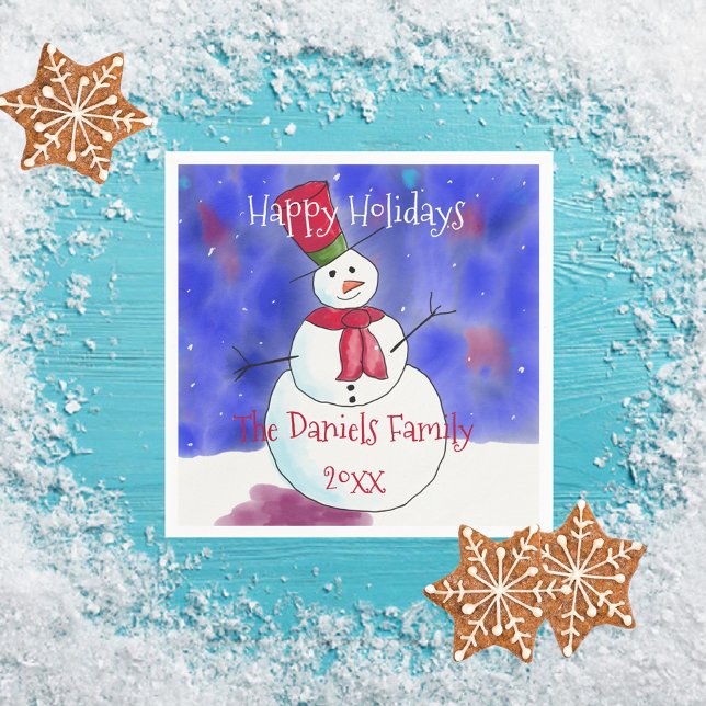 Personalised Christmas Snowman Party Napkins (Creator Uploaded)
