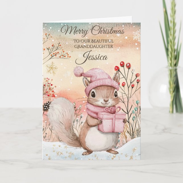 Personalised Christmas Squirrel  Holiday Card (Front)