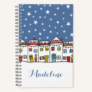 Personalised Christmas Street Snow Scene  Notebook