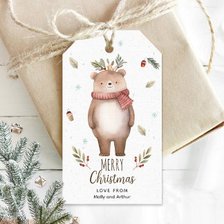 Personalised Christmas Tag with Cute Bear