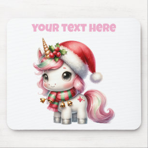 Personalised Christmas Unicorn Mousepad