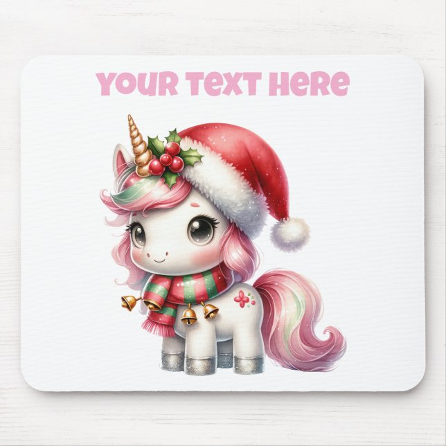 Personalised Christmas Unicorn Mousepad (Front)