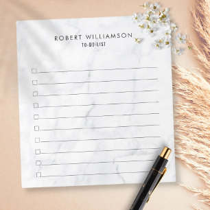 Personalised Classic White Marble To-Do List Notepad