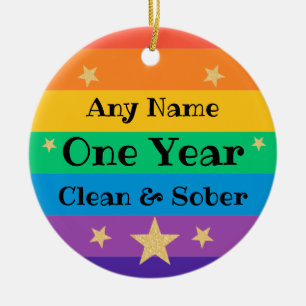 Personalised clean sober sobriety keepsake gift ceramic ornament