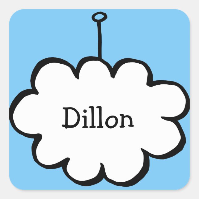 Personalised Cloud on a String Square Sticker (Front)