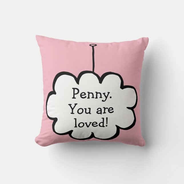 Personalised Cloud on a String Throw Pillow (Front)