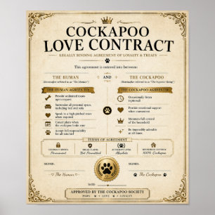 Personalised Cockapoo Love Contract Gift Poster