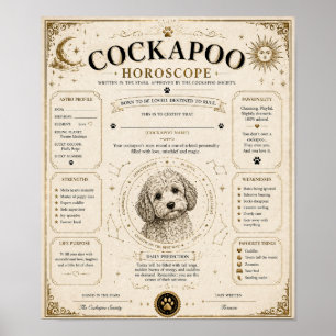 Personalised Cockapoo Star Sign Print Gift
