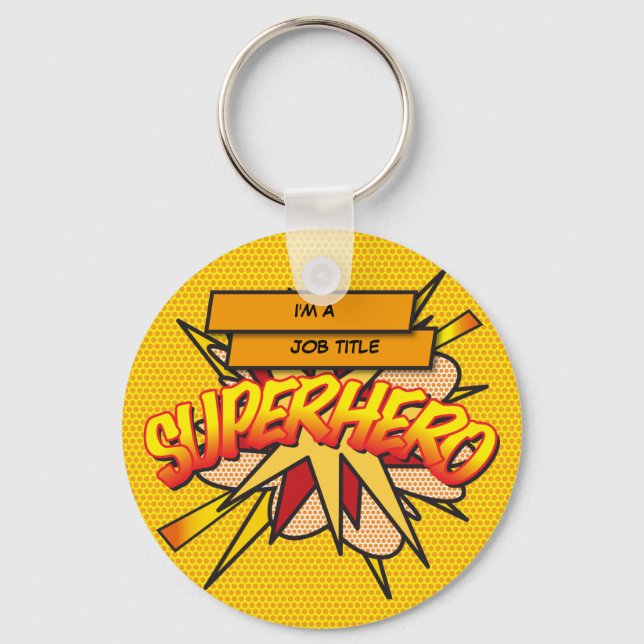 Personalised Comic Book Pop Art I'M A... SUPERHERO Keychain (Front)