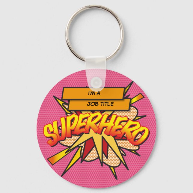 Personalised Comic Book Pop Art I'M A... SUPERHERO Keychain (Front)