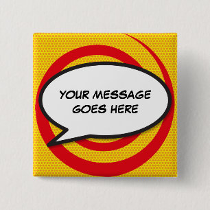 Personalised Comic Book Pop Art Speech Bubble 2 Inch Square Button
