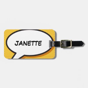 Personalised Comic Book Pop Art Speech Bubble Luggage Tag