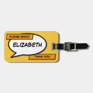 Personalised Comic Book Pop Art Speech Bubble Luggage Tag