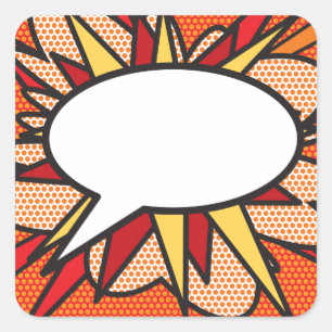 Personalised Comic Book Pop Art Speech Bubble Square Sticker