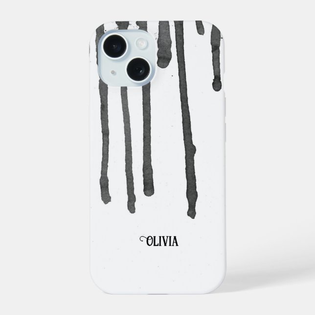 Personalised Cool Black Dripping Paint iPhone Case (Back)